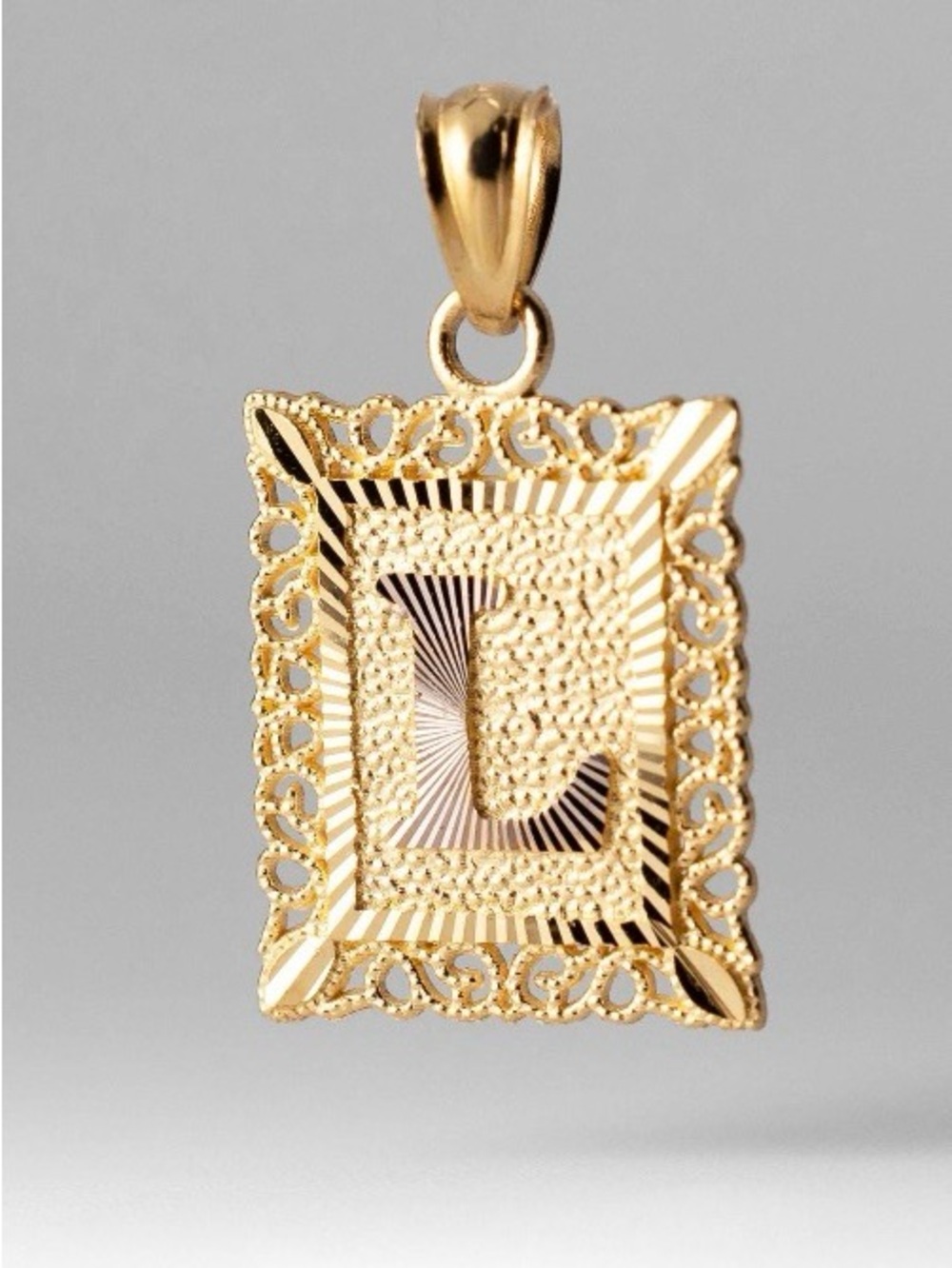 Gold Plated- Letter L Filigree Pendant **Charm Only**